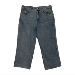 Medium wash high rise skater wide leg jeans